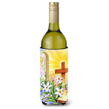 Caroline'S Treasures Easter Cross And Bible In Stain Glass Window Wine Bottle Koozie Hugger, 750Ml, Multicolor