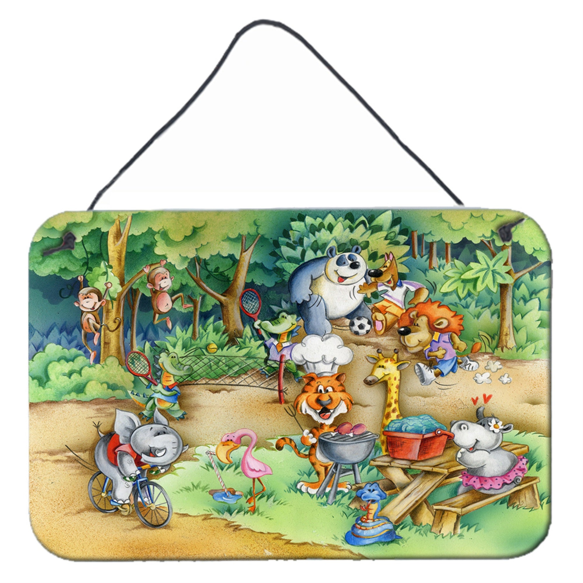 Caroline'S Treasures Animals At A Picnic Wall Or Door Hanging Prints Aph6821Ds812, 8 X 12, Multicolor