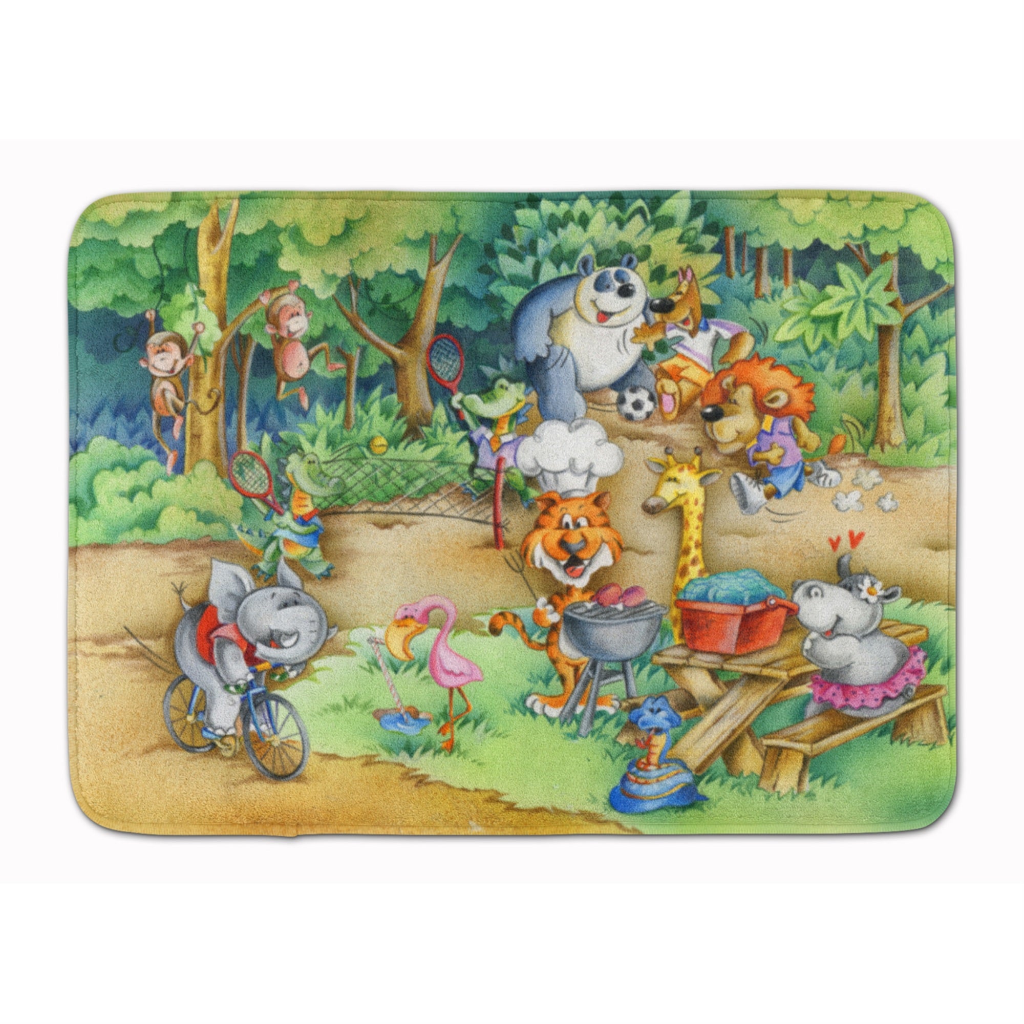 Caroline'S Treasures Animals At A Picnic Floor Mat, 19 X 27, Multicolor