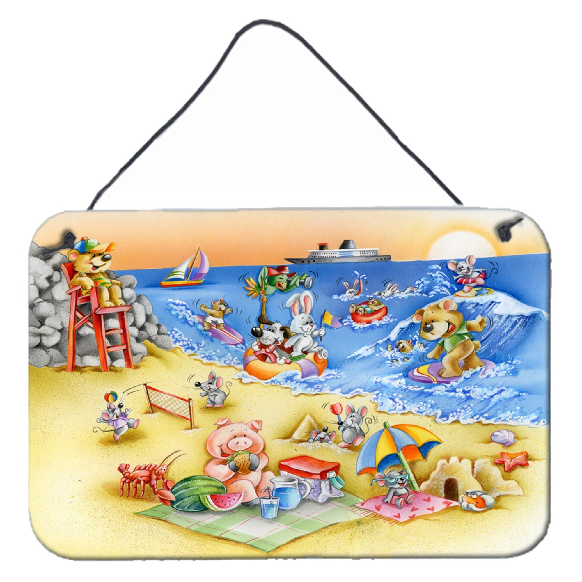 Caroline'S Treasures Animals Swimming At The Beach Wall Or Door Hanging Prints Aph6822Ds812, 8 X 12, Multicolor
