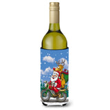 Caroline'S Treasures Christmas Santa Claus On A Motorcycle Wine Bottle Koozie Hugger, 750Ml, Multicolor