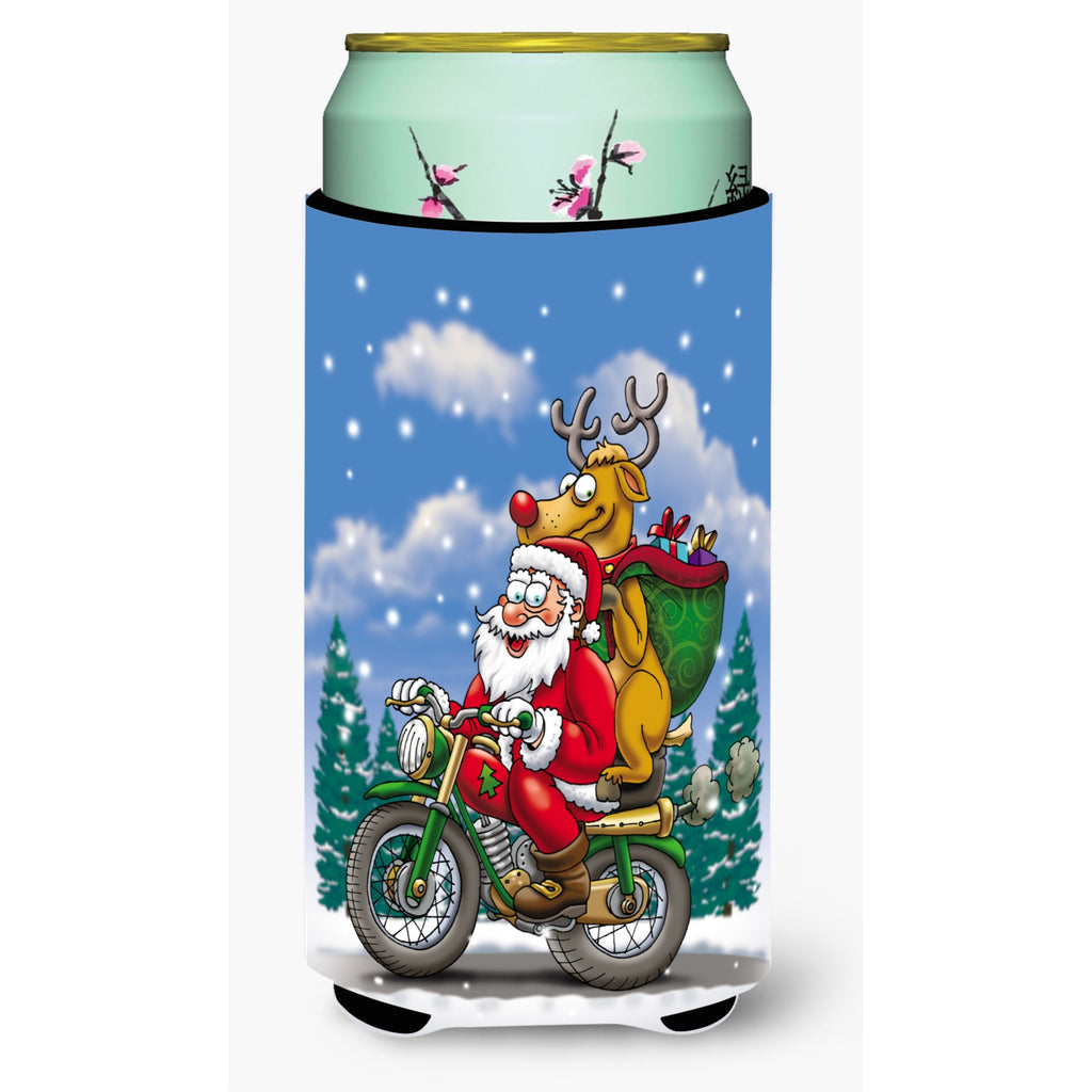 Caroline'S Treasures Christmas Santa Claus On A Motorcycle Tall Boy Koozie Hugger