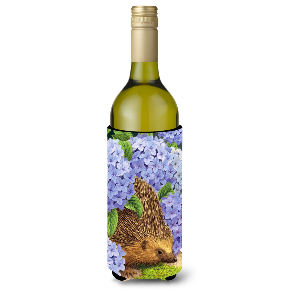 Caroline'S Treasures Hedgehog And Hydrangea Wine Bottle Koozie Hugger