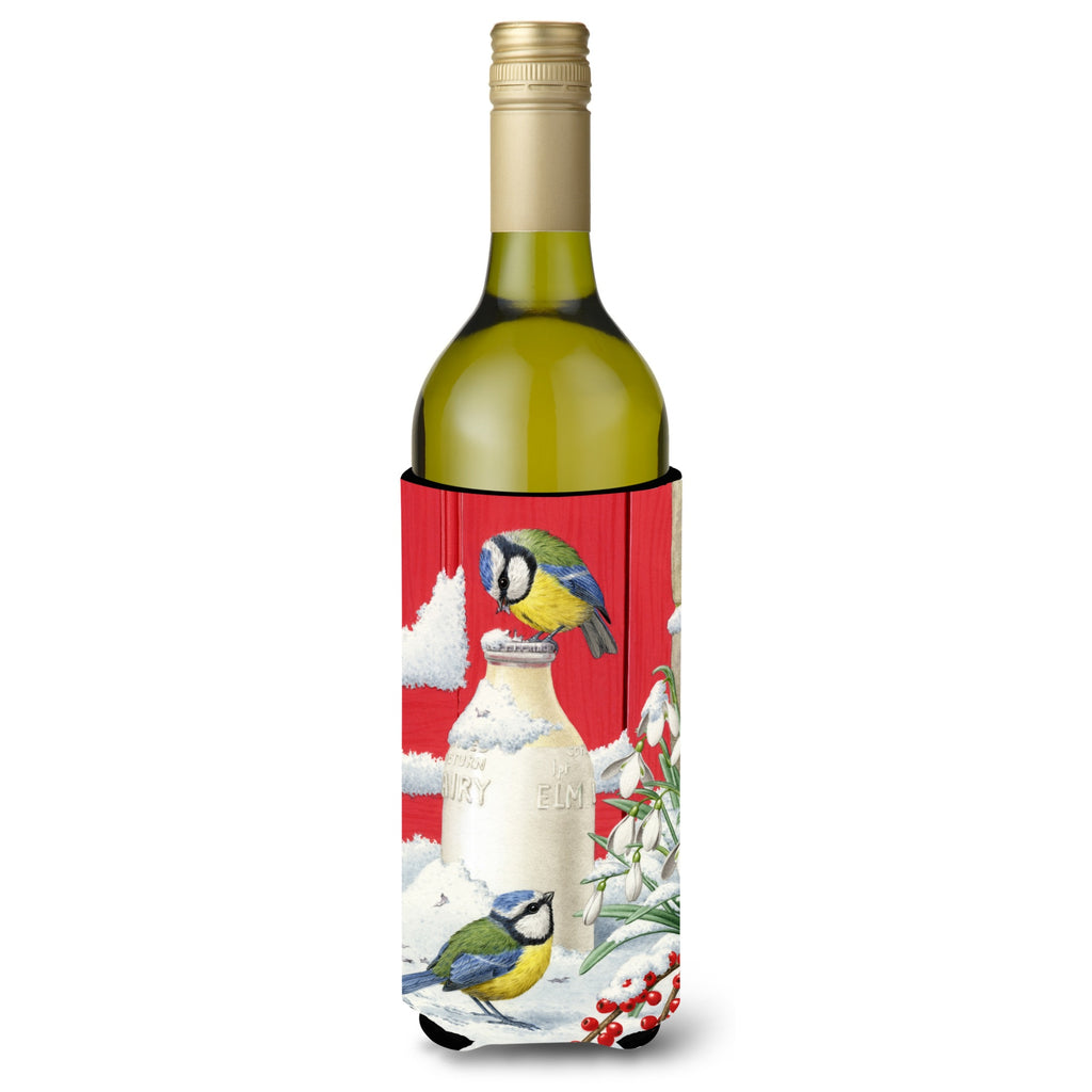 Caroline'S Treasures Eurasian Blue Tits Birds And Milk Bottles Wine Bottle Koozie Hugger