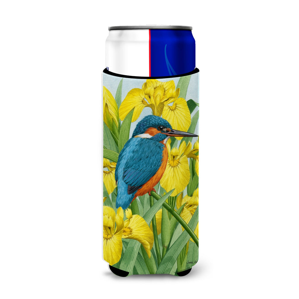 Caroline'S Treasures Kingfisher In Yellow Irises Michelob Ultra Koozies For Slim Cans - Thumbnail 2