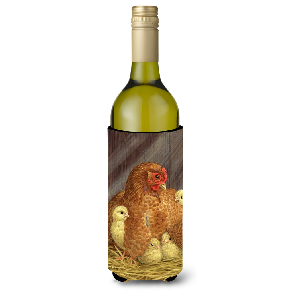 Caroline'S Treasures My Little Chickadees With Hen Chicken Wine Bottle Koozie Hugger