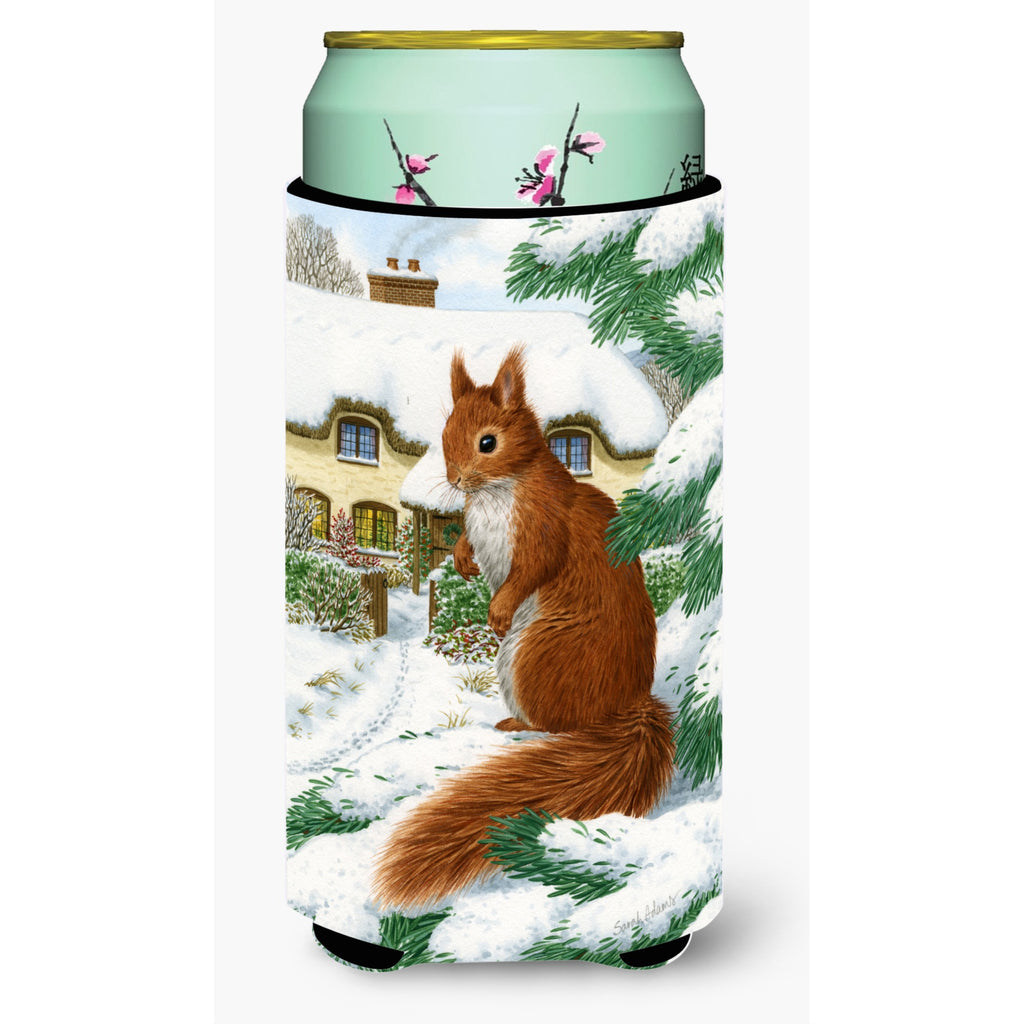 Caroline'S Treasures Red Squirrel And Cottage Wine Bottle Koozie Hugger