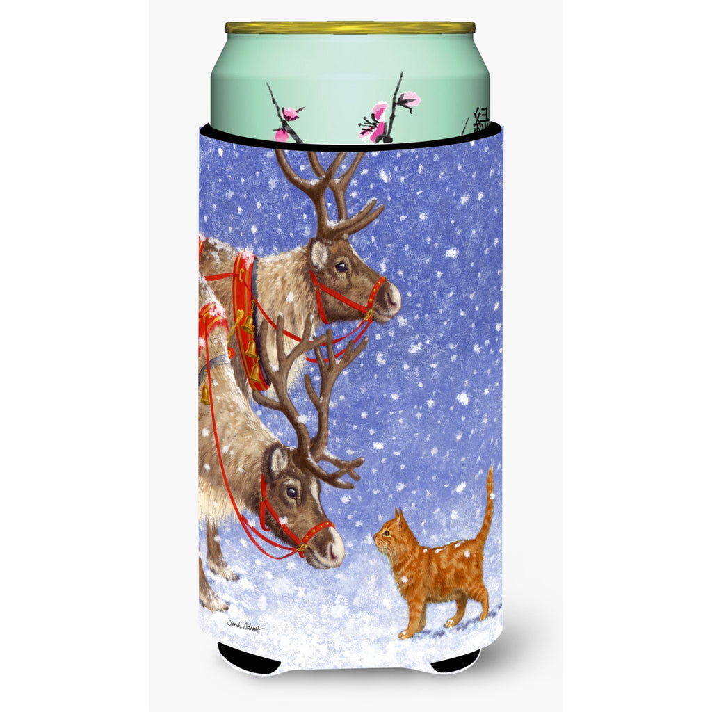 Caroline'S Treasures Reindeers And Cat Wine Bottle Koozie Hugger - Thumbnail 2