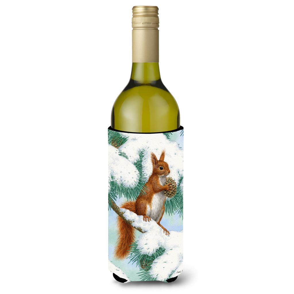 Caroline'S Treasures Red Squirrel And Cottage Wine Bottle Koozie Hugger - Thumbnail 3