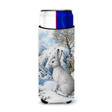 Caroline'S Treasures Mountain Hare White Rabbit Michelob Ultra Koozies For Slim Cans, Multicolor