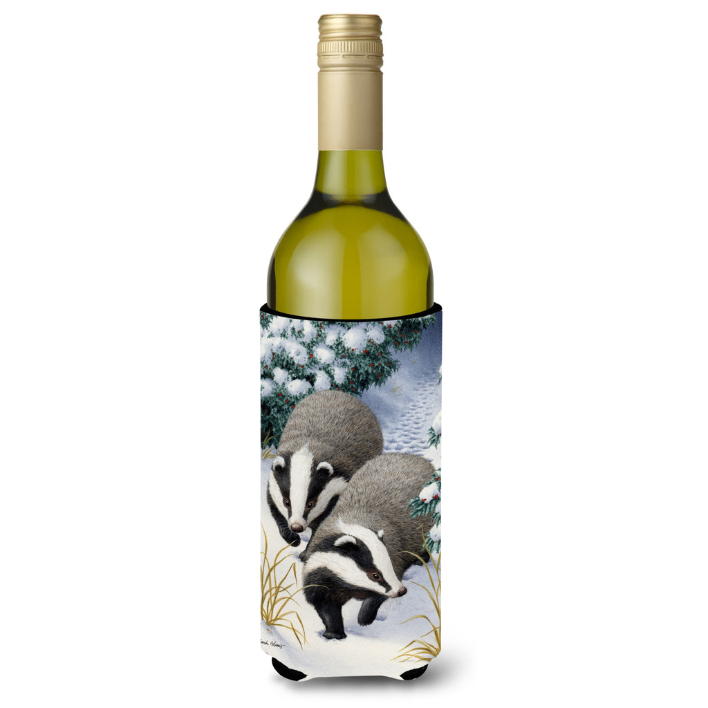 Caroline'S Treasures Badgers On The Move Wine Bottle Koozie Hugger