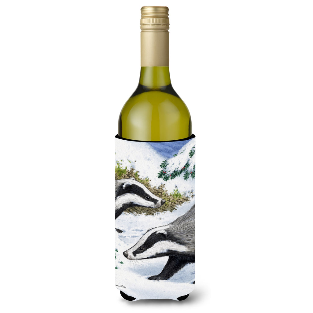 Caroline'S Treasures Badgers Look Here Wine Bottle Koozie Hugger - Thumbnail 2