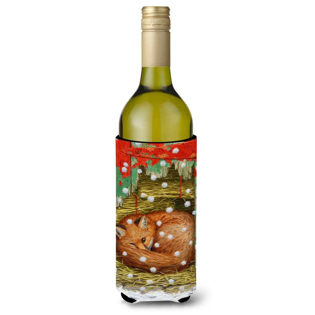 Caroline'S Treasures Fox Sleeping In The Snow Wine Bottle Koozie Hugger - Thumbnail 2