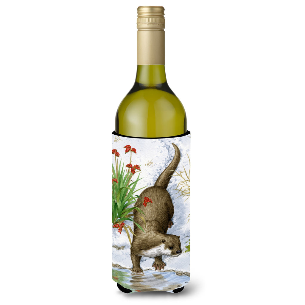 Caroline'S Treasures Otter By The Water Wine Bottle Koozie Hugger - Thumbnail 2