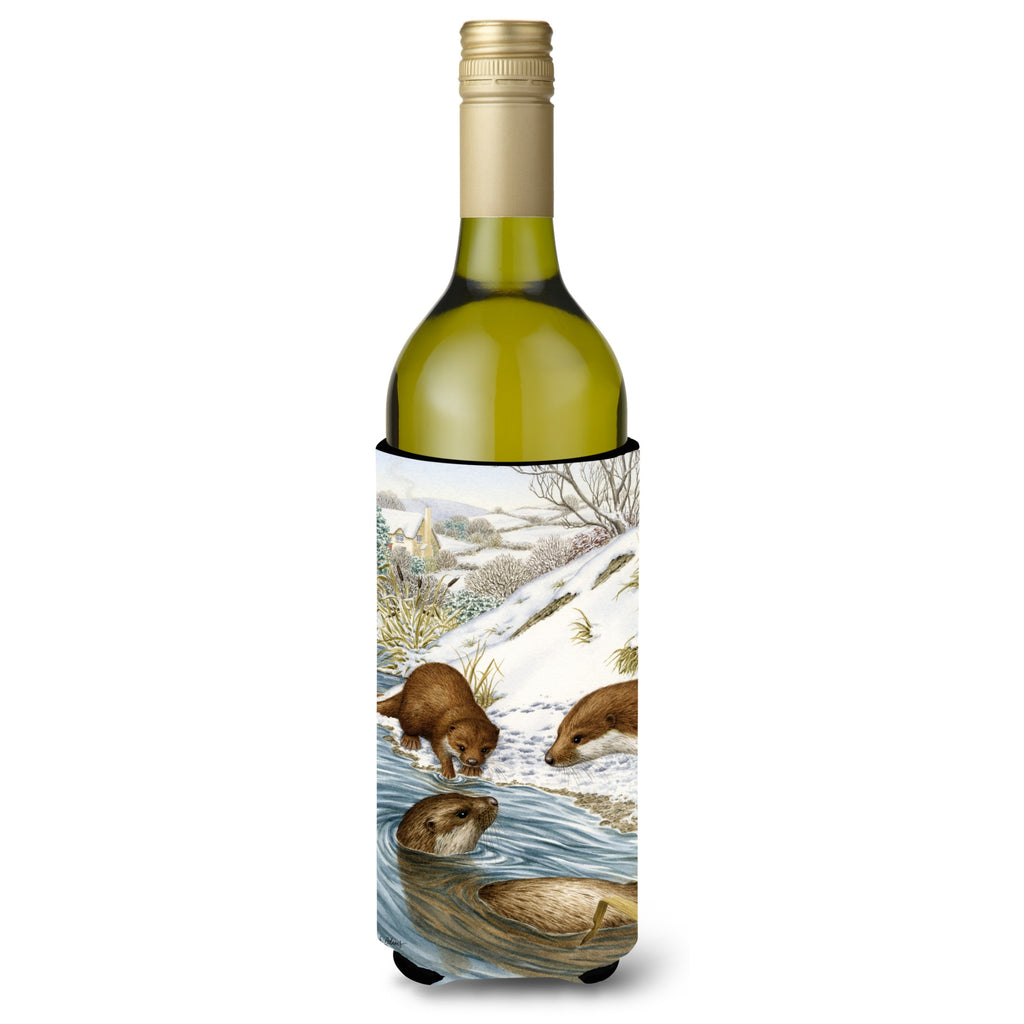Caroline'S Treasures Otter By The Water Wine Bottle Koozie Hugger - Thumbnail 4