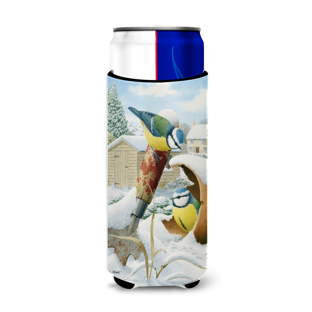Caroline'S Treasures Eurasian Blue Tits Birds In Flower Pot Michelob Ultra Koozies For Slim Cans