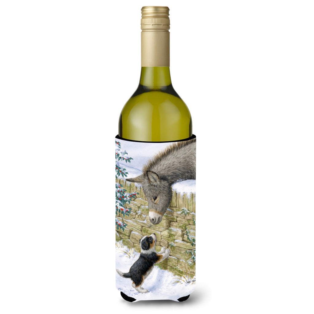 Caroline'S Treasures Pup And Donkey Wine Bottle Koozie Hugger