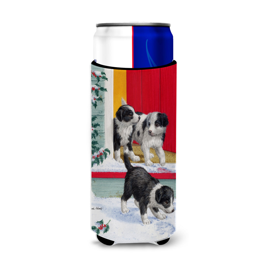 Caroline'S Treasures Christmas Border Collie Pups Michelob Ultra Koozies For Slim Cans