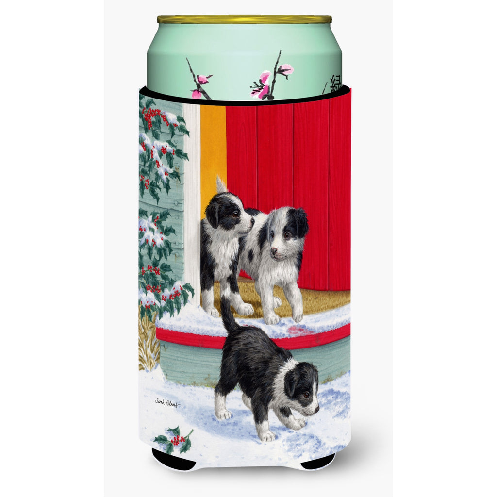 Caroline'S Treasures Christmas Border Collie Pups Wine Bottle Koozie Hugger - Thumbnail 3