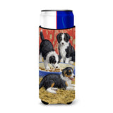 Caroline'S Treasures Border Collie Pups Michelob Ultra Koozies For Slim Cans, Multicolor