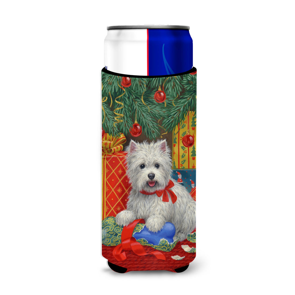 Caroline'S Treasures Westie Christmas Packages Michelob Ultra Koozies For Slim Cans