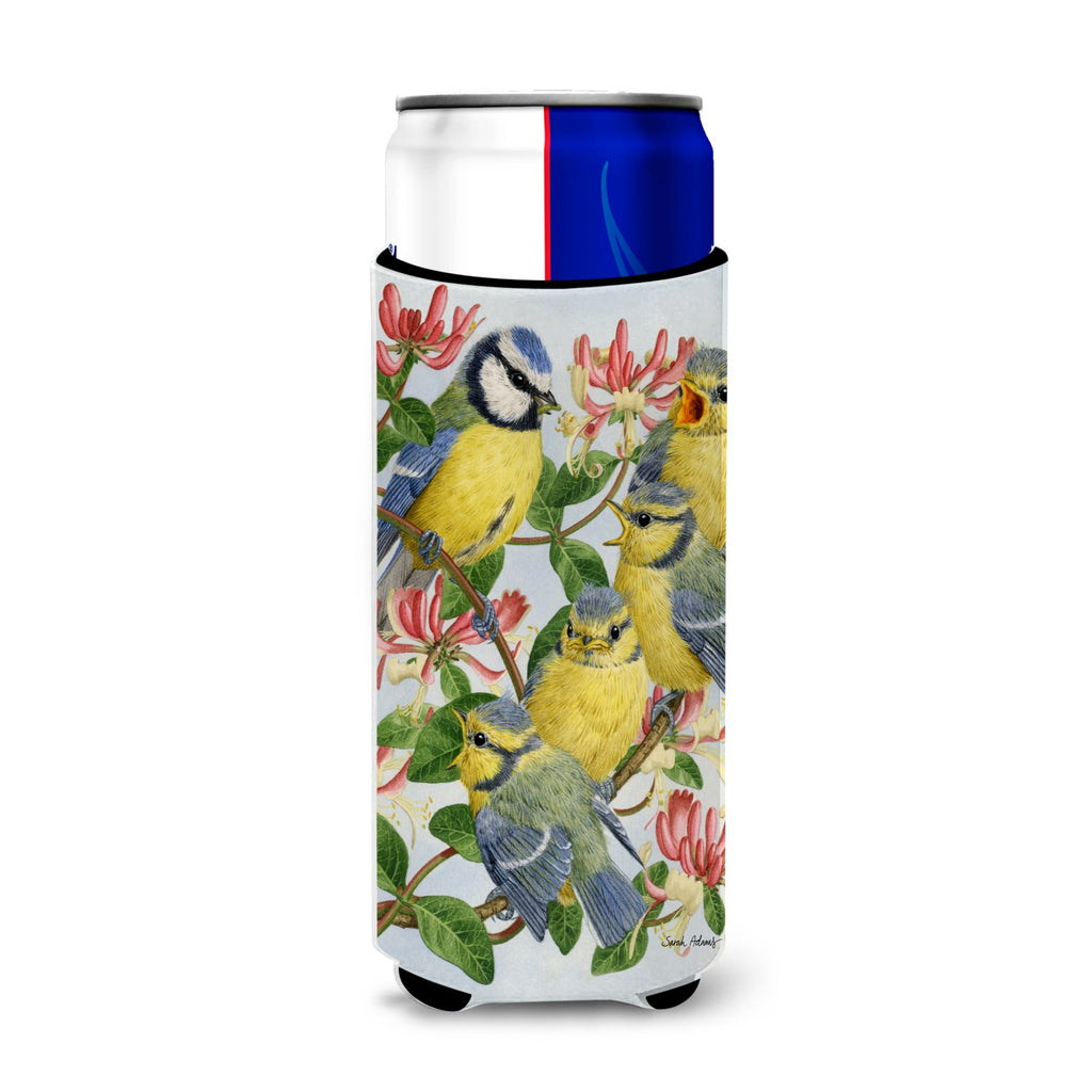 Caroline'S Treasures Eurasian Blue Tits At Feeding Time Michelob Ultra Koozies For Slim Cans