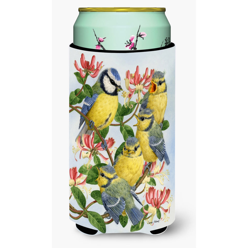 Eurasian Blue Tits At Feeding Time Tall Boy Koozie Hugger