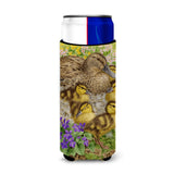 Caroline'S Treasures Asa2084Muk Female Mallard Duck And Ducklings Michelob Ultra Koozies For Slim Cans, Multicolor