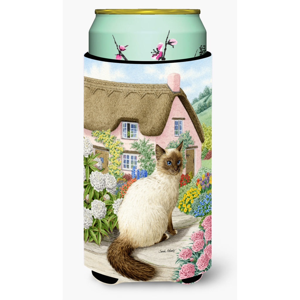 Caroline'S Treasures Birman Cat And Cottage Tall Boy Koozie Hugger