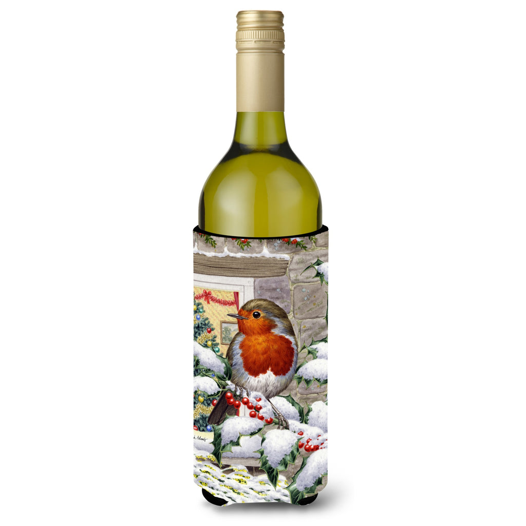 Caroline'S Treasures European Garden Robin Wine Bottle Koozie Hugger