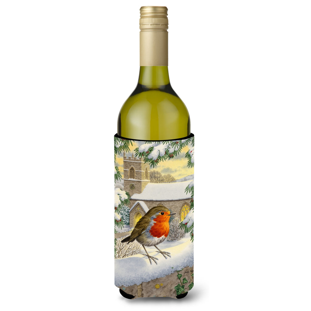Caroline'S Treasures European Garden Robin Wine Bottle Koozie Hugger - Thumbnail 3