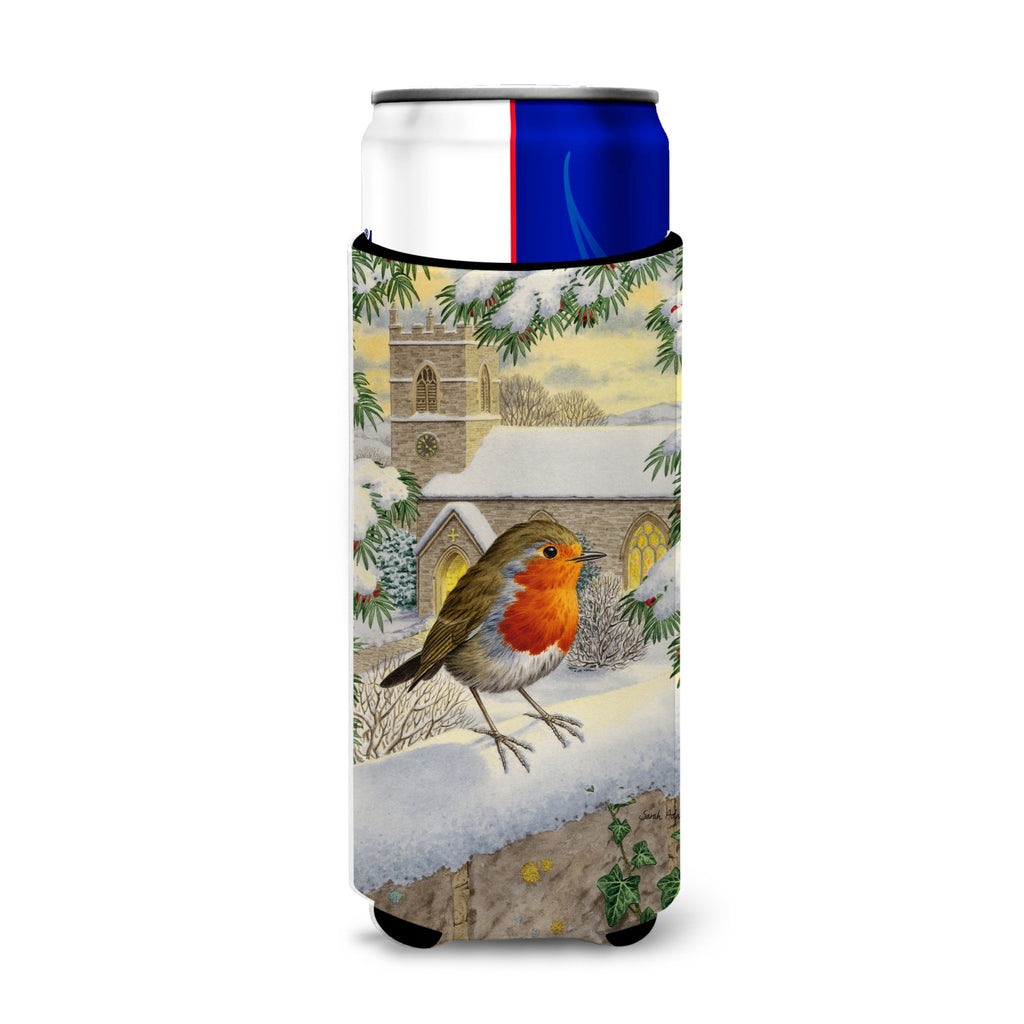 Caroline'S Treasures European Robin Waiting Michelob Ultra Koozies For Slim Cans