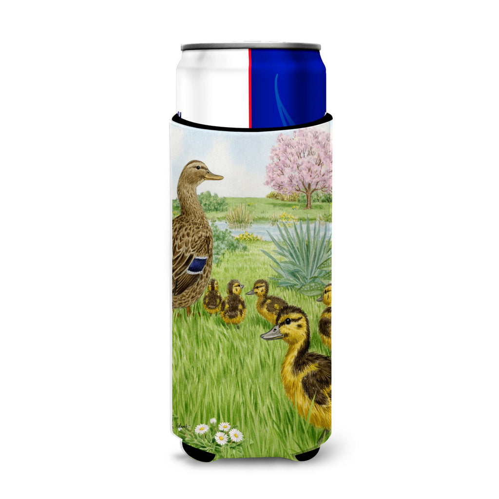 Caroline'S Treasures Asa2084Muk Female Mallard Duck And Ducklings Michelob Ultra Koozies For Slim Cans - Thumbnail 2