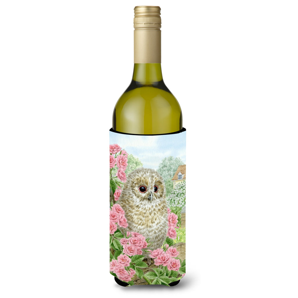 Caroline'S Treasures Tawny Owl In The Tree Wine Bottle Koozie Hugger - Thumbnail 2