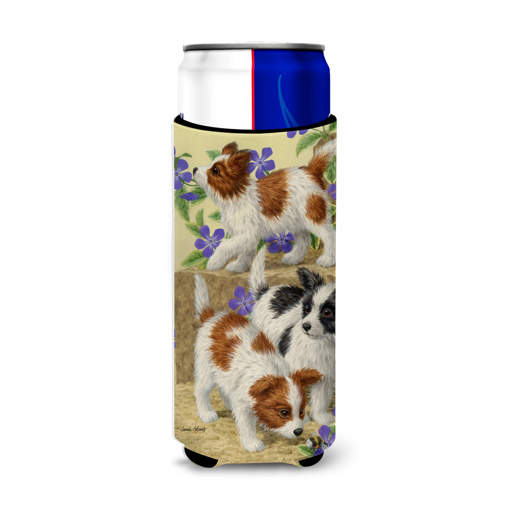 Caroline's Treasures Papillon Pups Michelob Ultra Koozies For Slim Cans