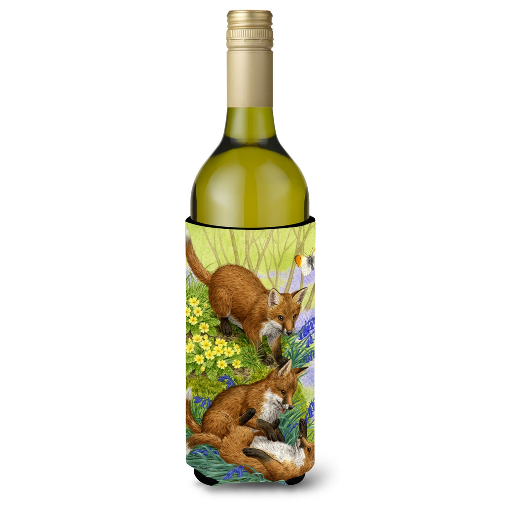 Fox Cubs Wine Bottle Koozie Hugger - Thumbnail 2