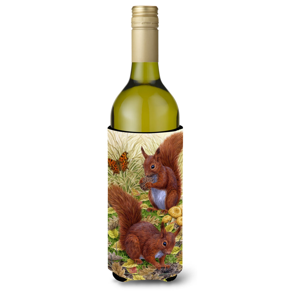 Caroline'S Treasures Red Squirrel And Cottage Wine Bottle Koozie Hugger - Thumbnail 4