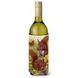 Caroline'S Treasures Red Squirrels Wine Bottle Koozie Hugger, 750 Ml, Multicolor
