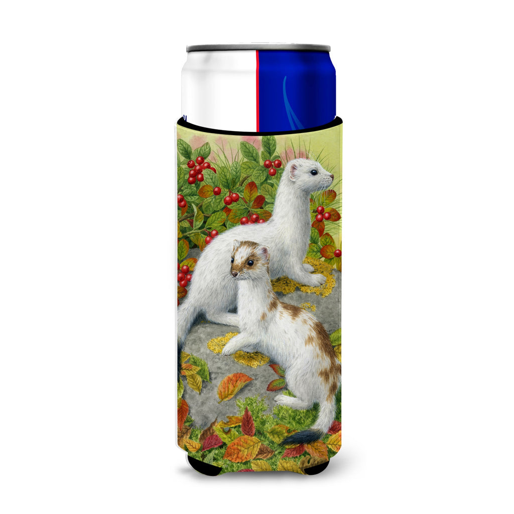 Caroline'S Treasures Ermine Stoat Short-Tailed Weasel Michelob Ultra Koozies For Slim Cans