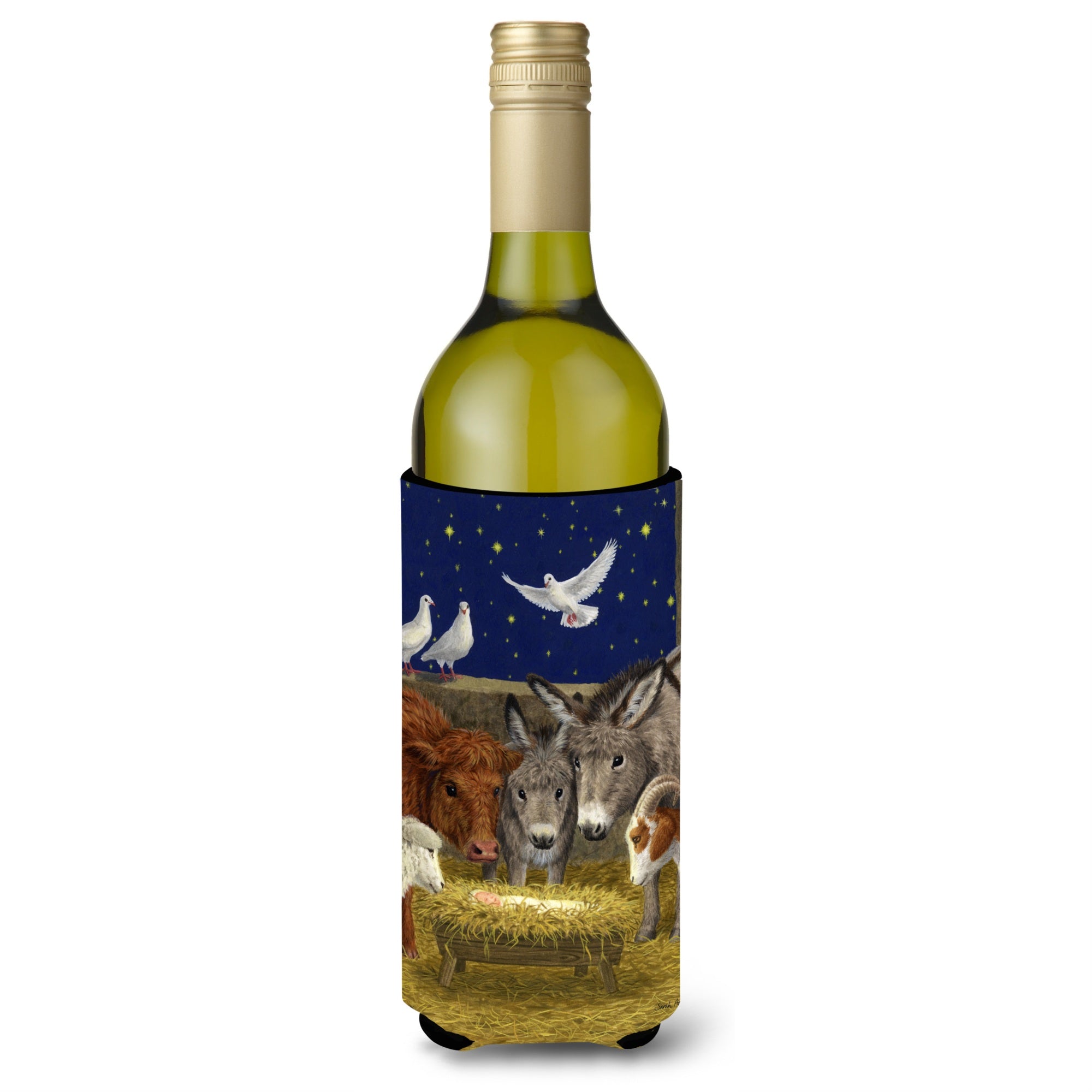 Caroline'S Treasures Nativity Scene With Just Animals Wine Bottle Koozie Hugger, 750 Ml, Multicolor