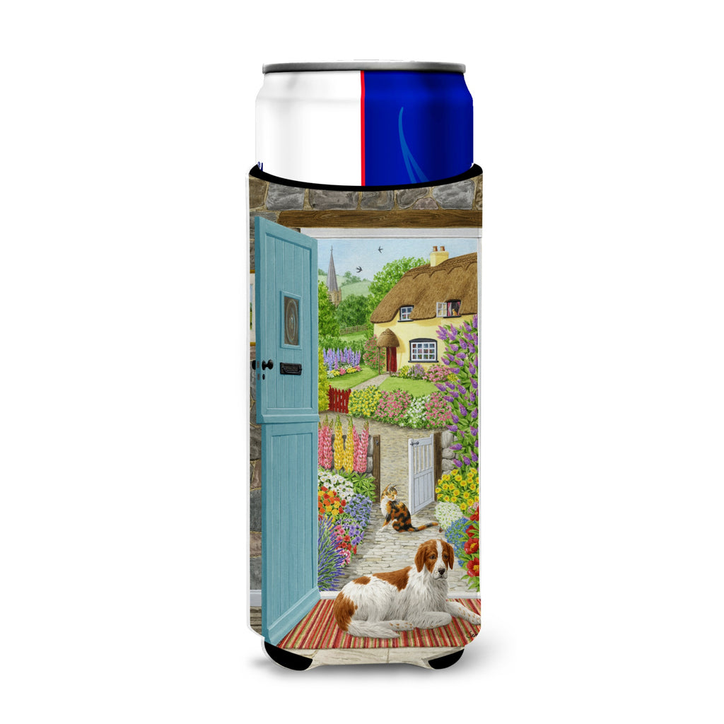 Caroline'S Treasures Welsh Springer Spaniel At The Cottage Door Michelob Ultra Koozies For Slim Cans