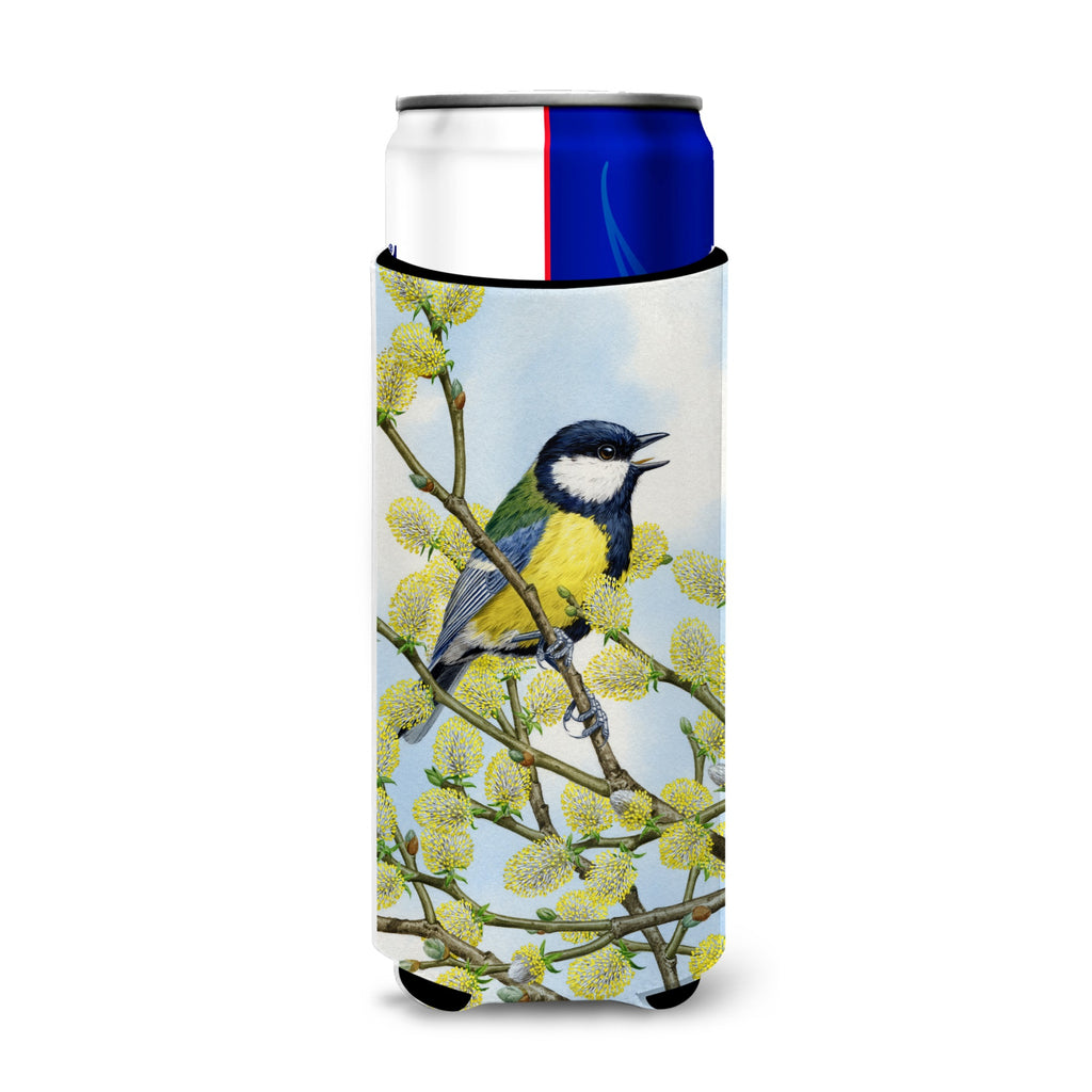 Caroline'S Treasures Eurasian Blue Tit On A Branch Michelob Ultra Koozies For Slim Cans