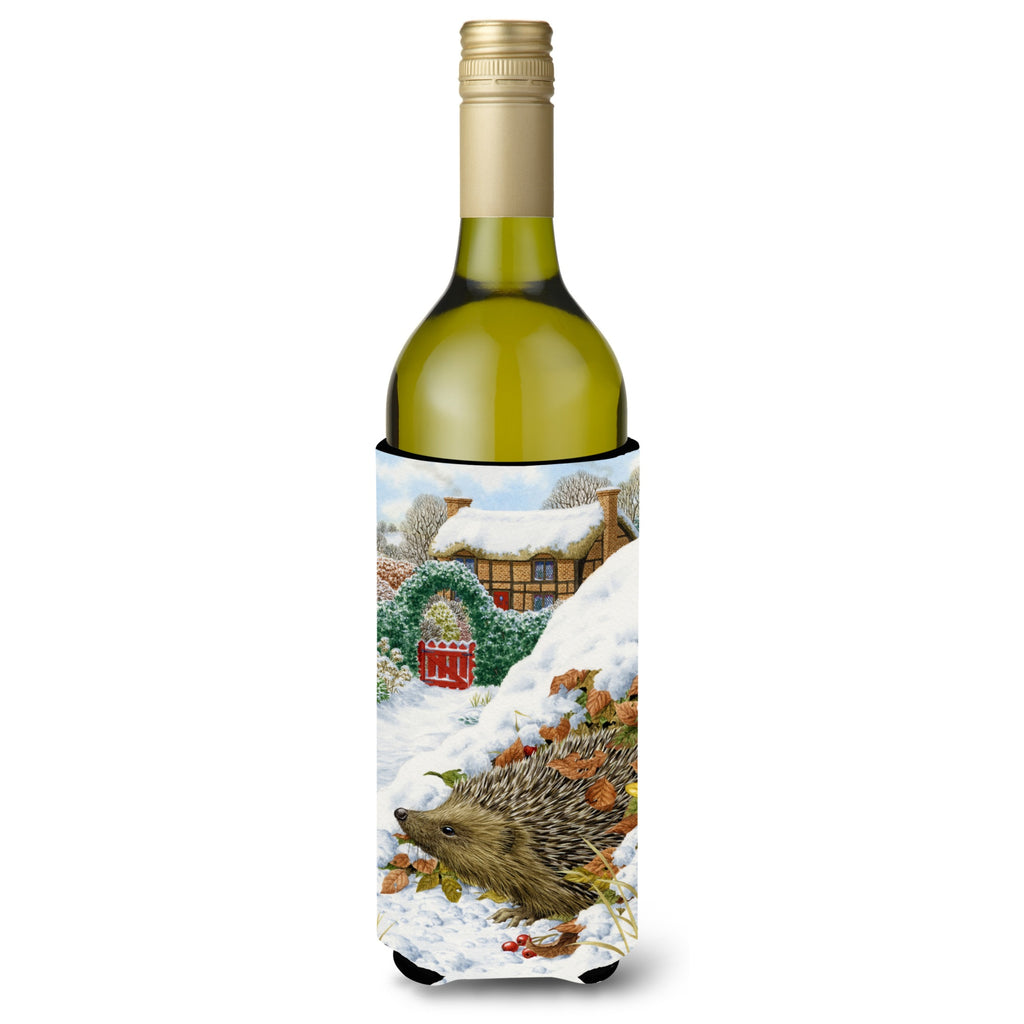 Hedgehog Holiday Wine Bottle Koozie Hugger