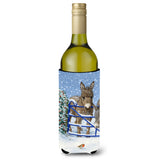 Caroline'S Treasures Donkeys And Robin Wine Bottle Koozie Hugger, 750 Ml, Multicolor