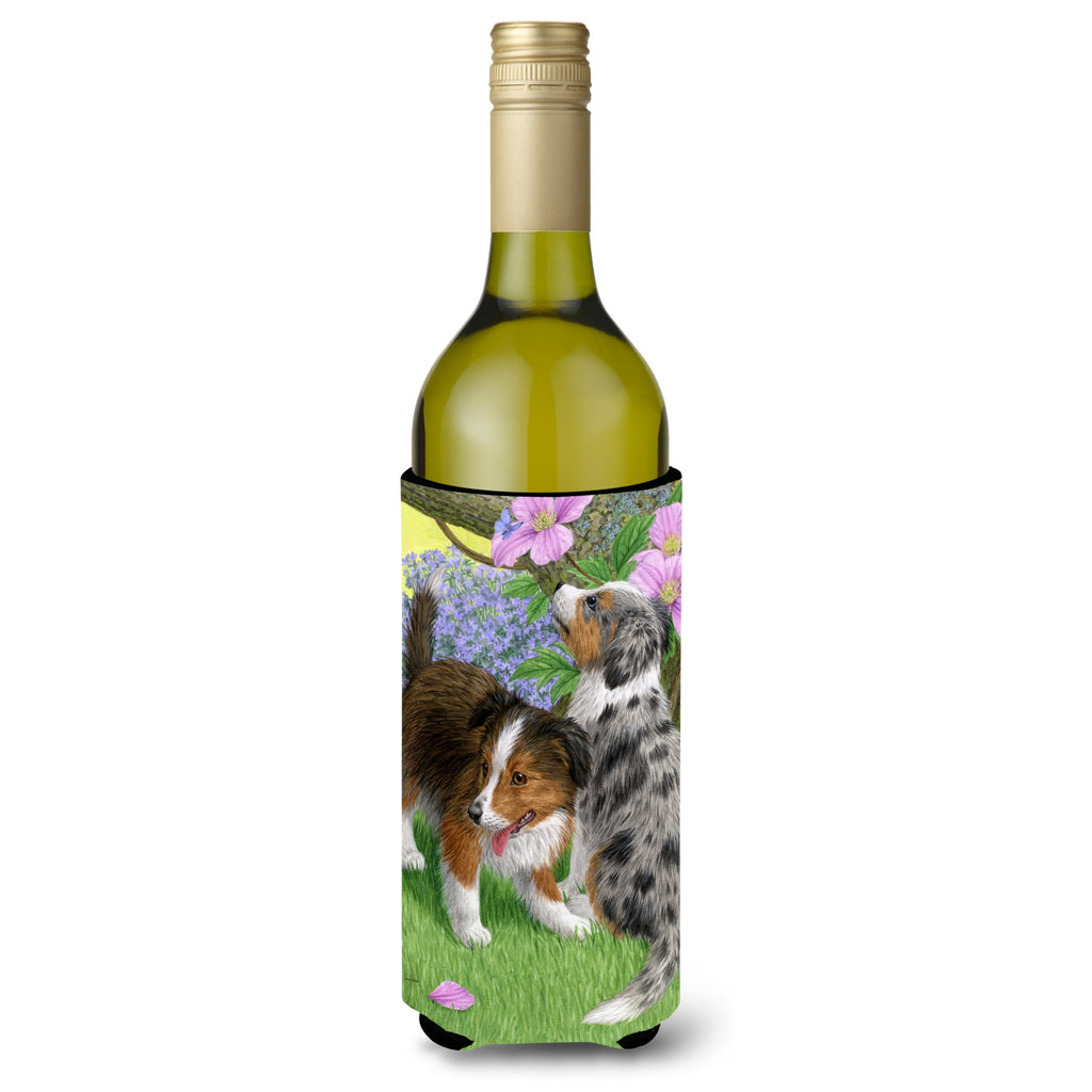 Caroline'S Treasures Sheltie Puppies Wine Bottle Koozie Hugger
