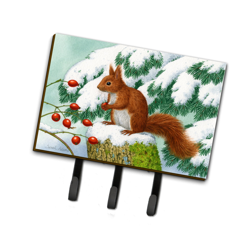 Winter Red Squirrel Leash Or Key Holder, Large