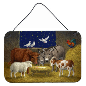 Caroline'S Treasures Animals At Crib Nativity Christmas Scene Wall Or Door Hanging Prints Asa2205Ds812, 8Hx12W, Multicolor