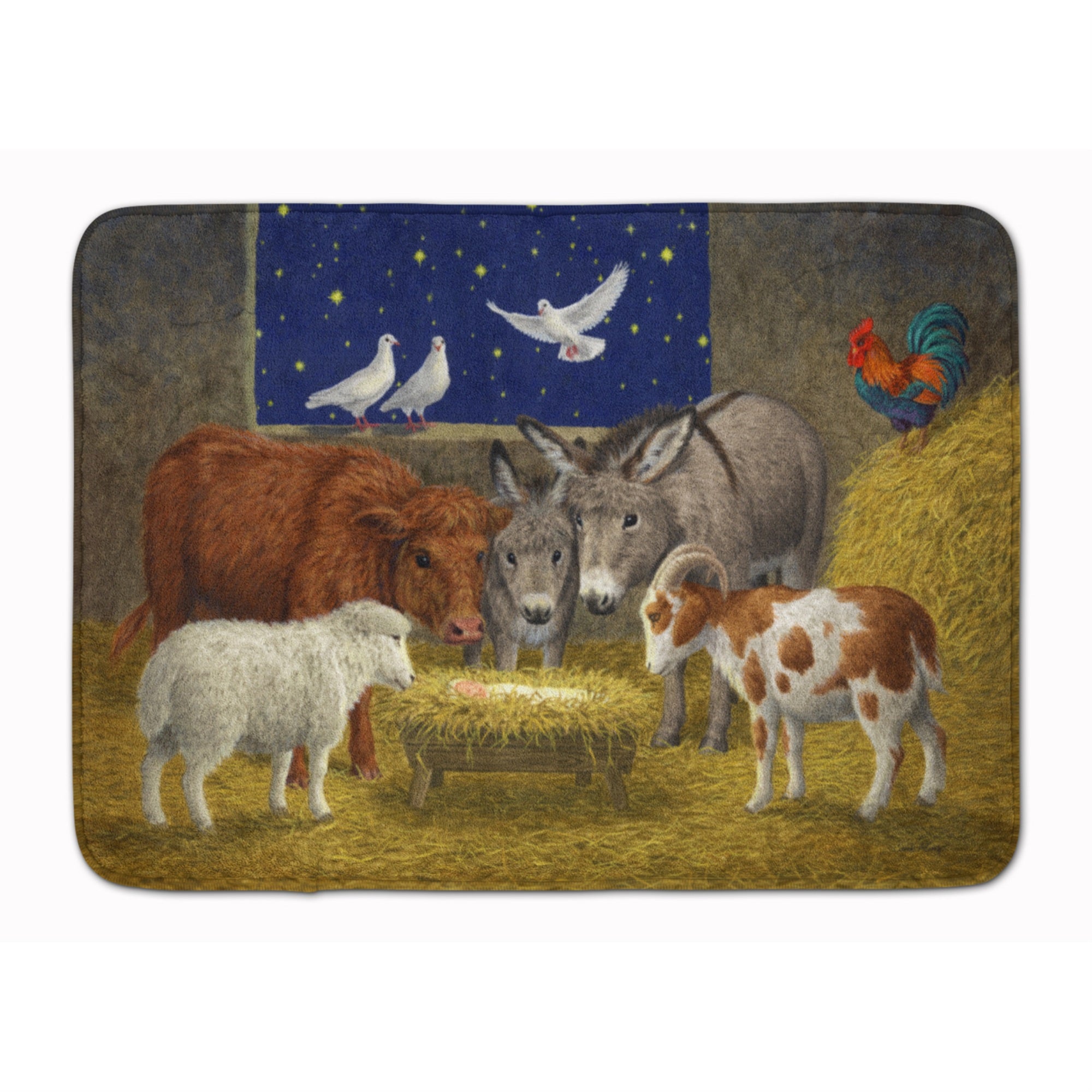 Caroline'S Treasures Animals Crib Nativity Christmas Scene Floor Mat, 19 X 27, Multicolor