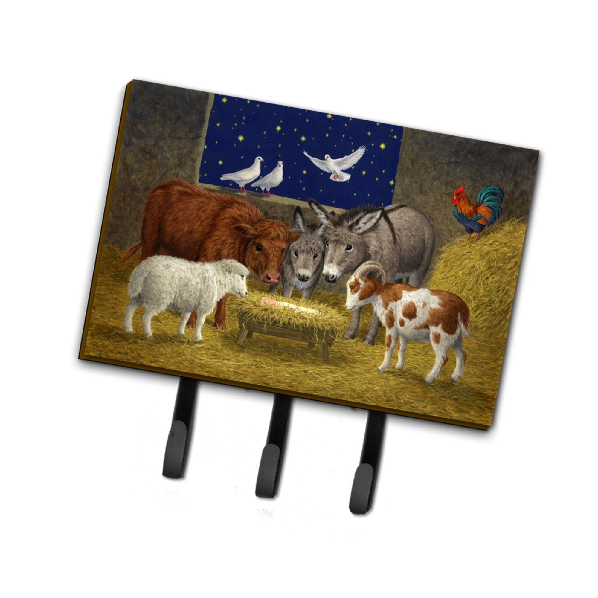 Caroline'S Treasures Asa2205Th68 Animals At Crib Nativity Christmas Scene Leash Or Key Holder, Large, Multicolor
