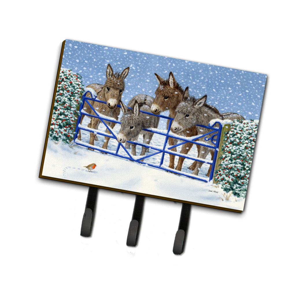 Donkeys And Robin At The Fence Leash Or Key Holder